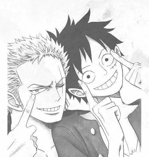 Ảnh đen trắng Zoro và Luffy dễ thương
