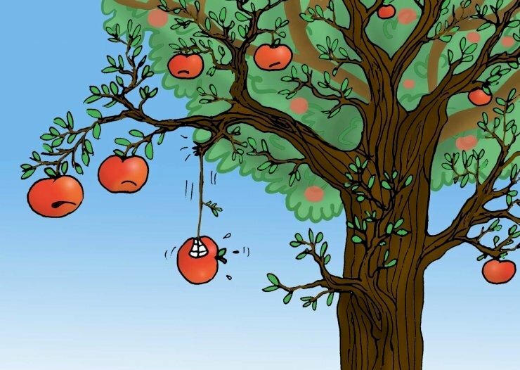 Hình ảnh cây táo hoạt hình dễ thương