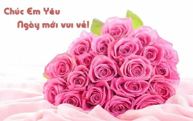 Hình ảnh bó hồng đẹp chúc ngày mới vui vẻ đến người yêu