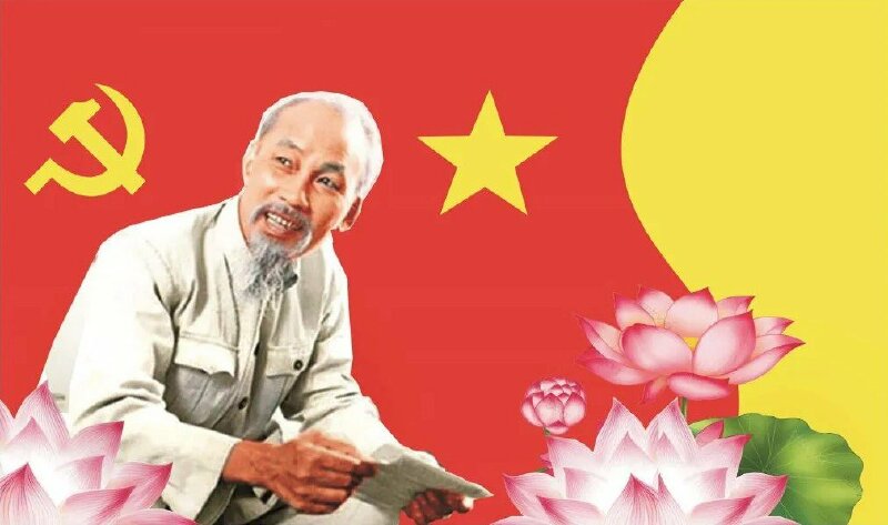 Hình ảnh hoa sen và Bác Hồ - InKyThuatSo