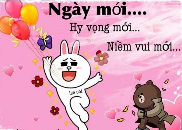 Ảnh chúc ngày mới vui vẻ hoạt hình thỏ và gấu hài hước