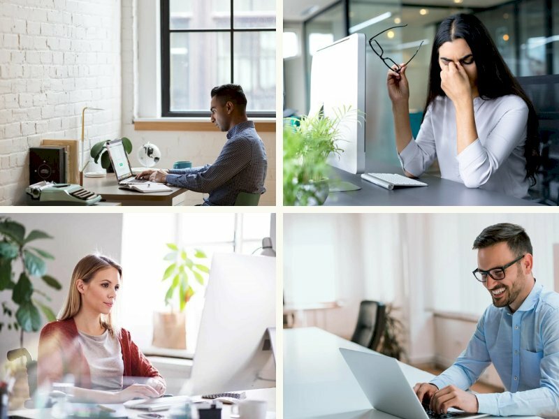 Hình ảnh người ngồi làm việc với máy tính - InKyThuatSo