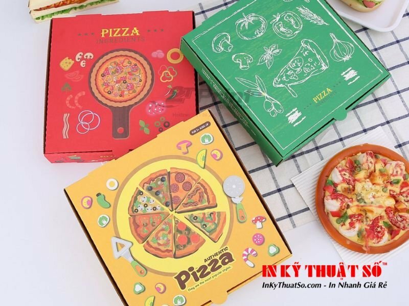 In hộp bánh Pizza