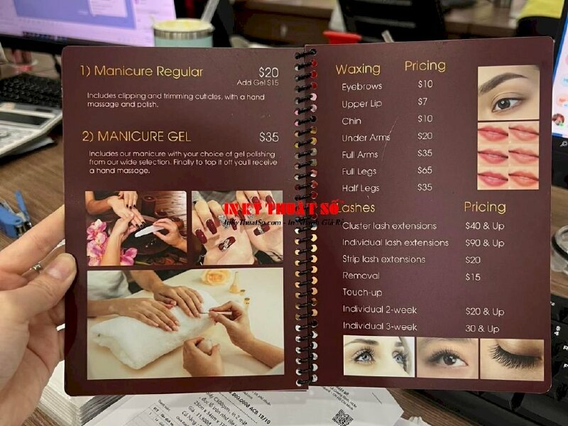 In menu tiệm nails nhựa mỏng gáy lò xo bằng tiếng Anh - In Kỹ Thuật Số Since 2006 - Ảnh: 4