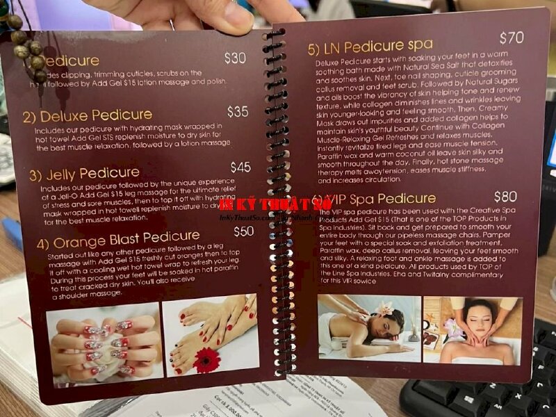 In menu tiệm nails nhựa mỏng gáy lò xo bằng tiếng Anh - In Kỹ Thuật Số Since 2006 - Ảnh: 2