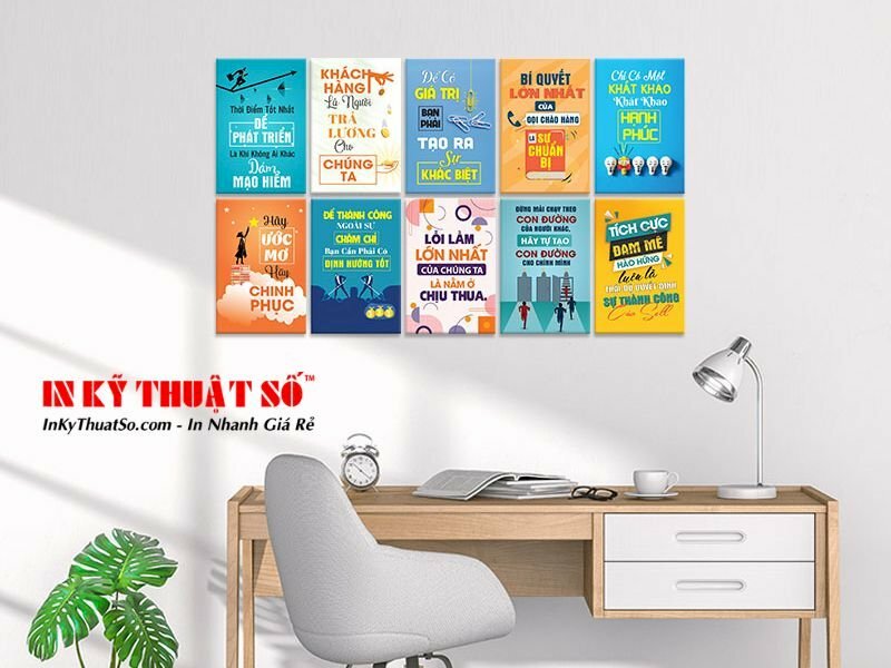 In poster A4 tranh động lực học tập, làm việc