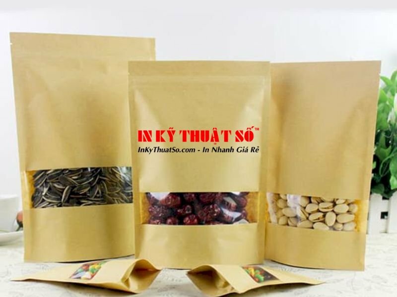 túi zip giấy kraft có cửa sổ - túi giấy mặt kính