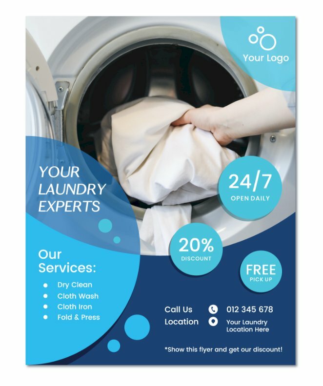 Mẫu thiết kế tờ rơi cho cửa hàng giặt ủi
