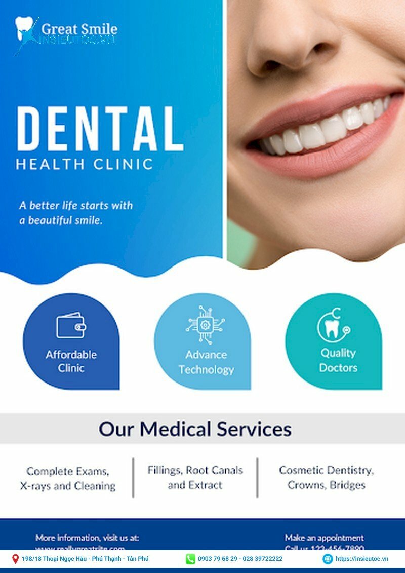 Mẫu tờ rơi nha khoa quảng cáo chăm sóc sức khỏe răng hàm mặt