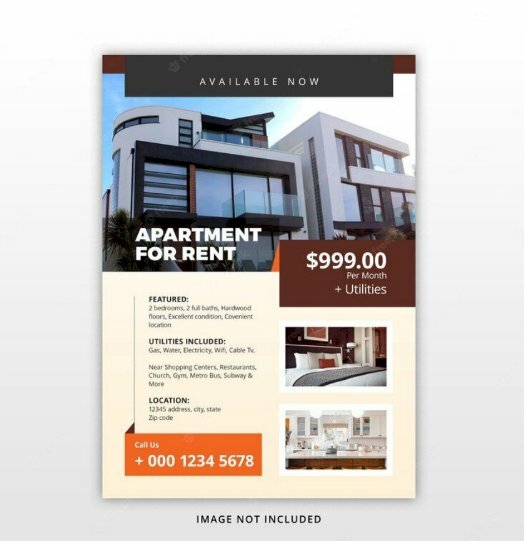 Mẫu thiết kế tờ rơi cho thuê nhà kèm ưu đãi giá cả