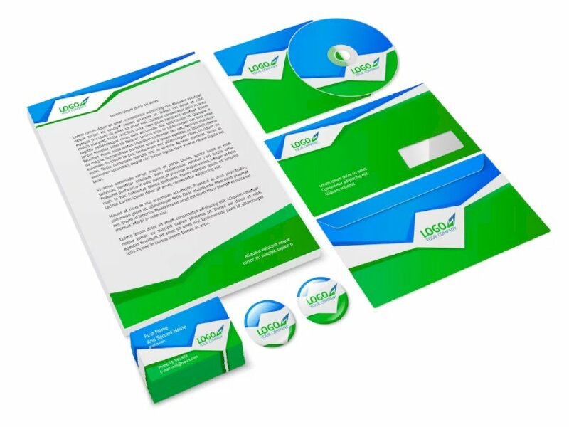 Mẫu thiết kế phong bì xanh lá kết hợp với xanh dương