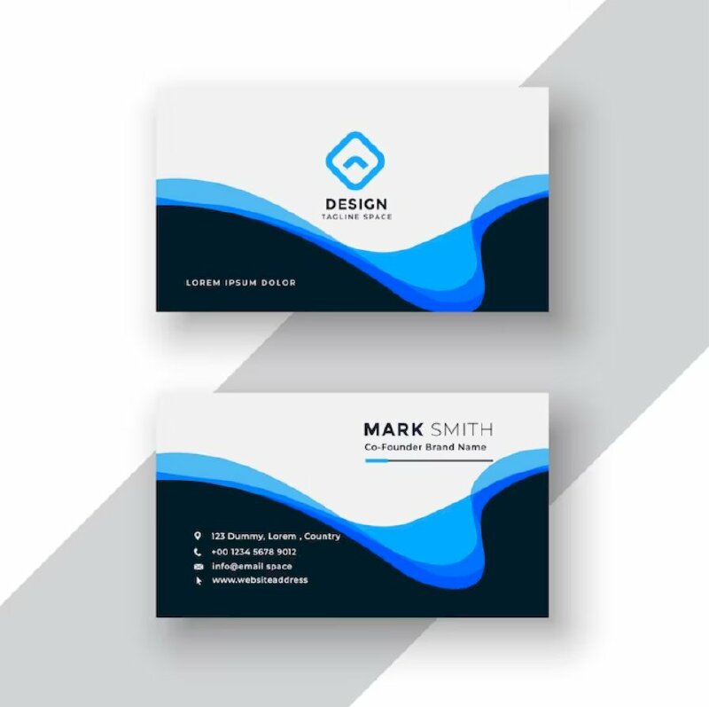 Mẫu thiết kế phong bì màu xanh dương và màu đen phối hợp