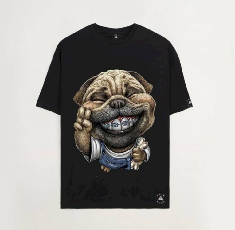 Áo in hình chó pug niềng răng siêu cute, in hình lên áo giá rẻ