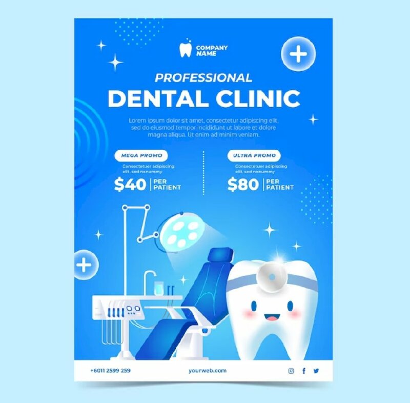 Mẫu tờ rơi quảng cáo nha khoa thiết kế đơn giản nhưng rất dễ thương và sáng tạo