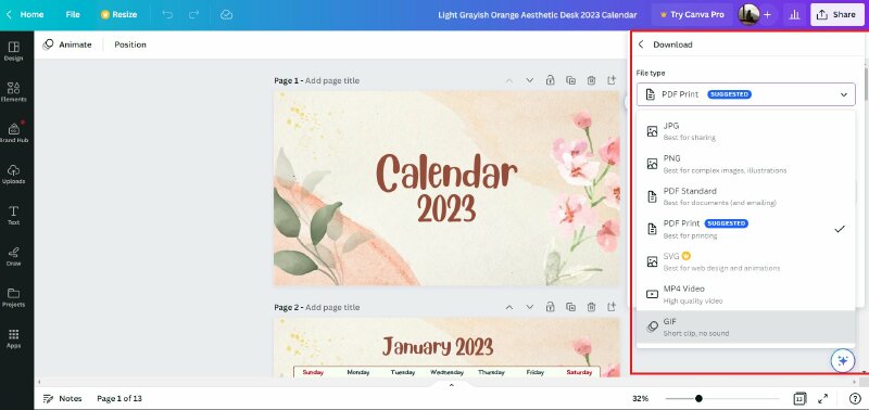 Chọn định dạng hình phù hợp