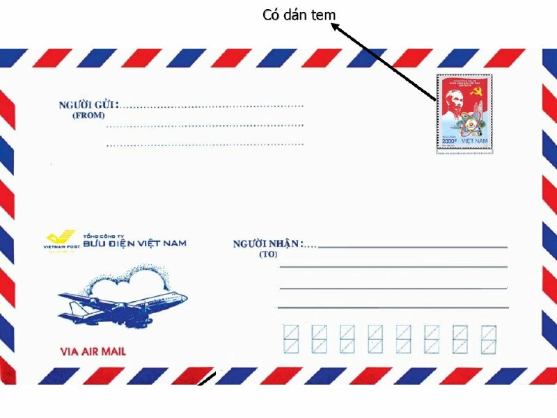 Bì thư có dán tem - tem dán bì thư