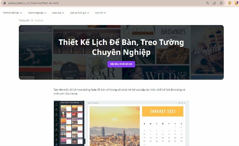 Bước 2: Bắt đầu thiết kế lịch