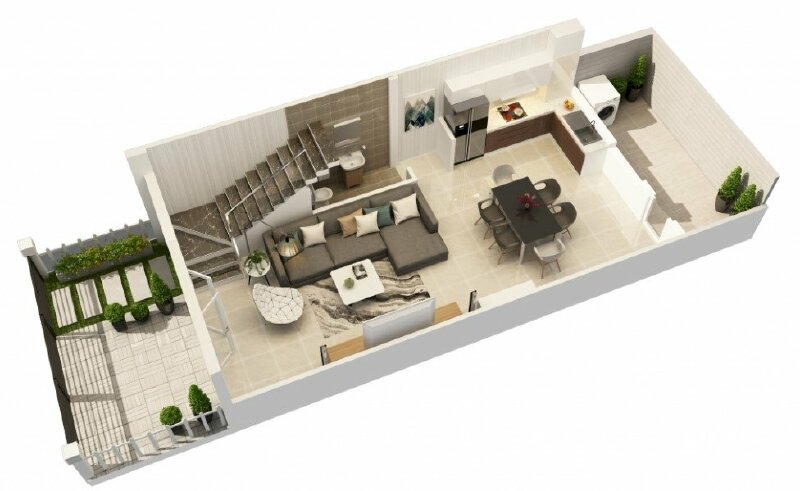 in màu phối cảnh công trình nội thất kiến trúc