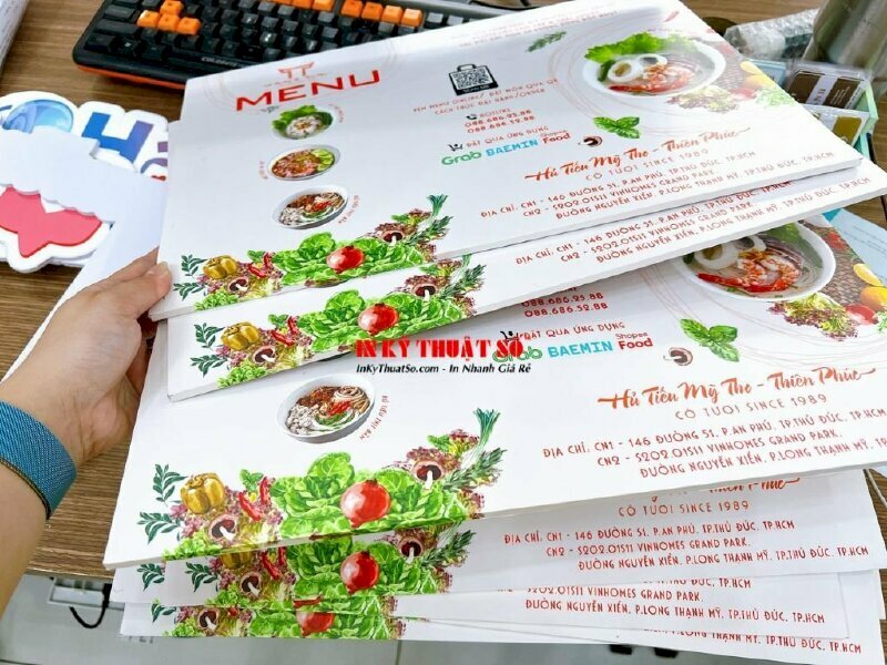 in menu quán ăn