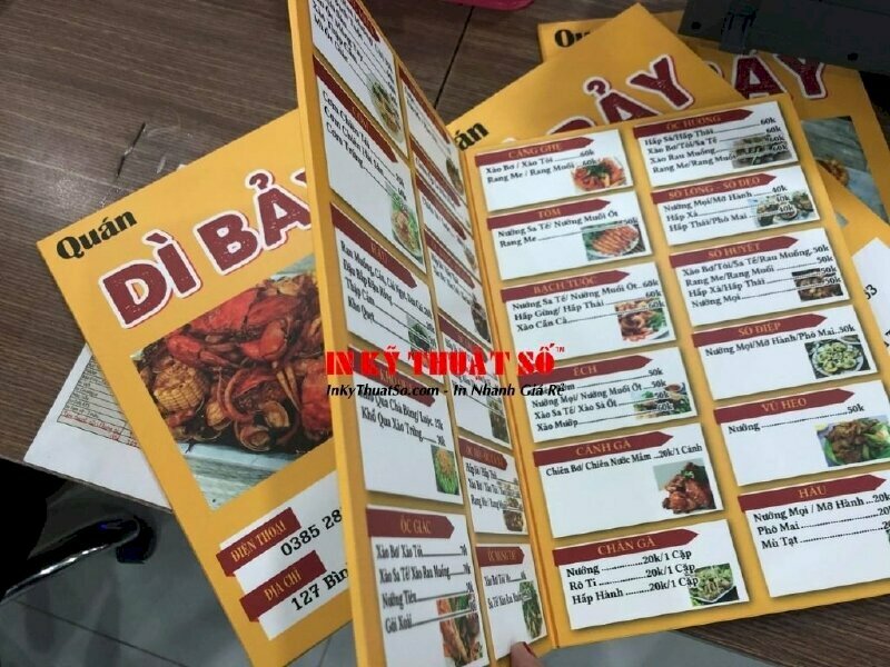 in menu quán nhậu