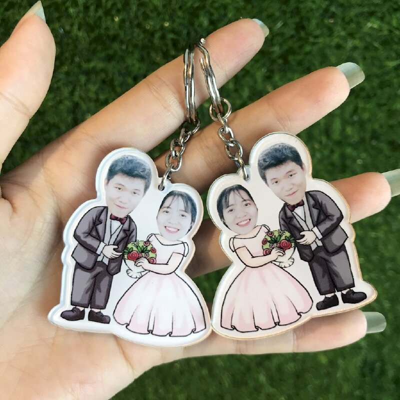 móc khóa nhựa dẻo hình chibi cô dâu chú rể