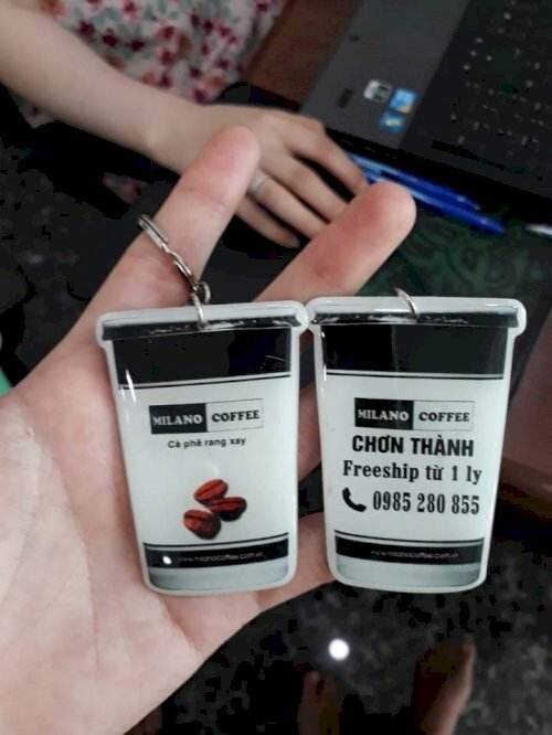 móc khóa nhựa dẻo hình ly cafe