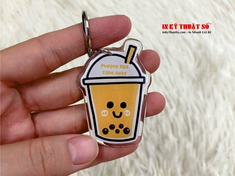 móc khóa nhựa dẻo hình ly trà sữa