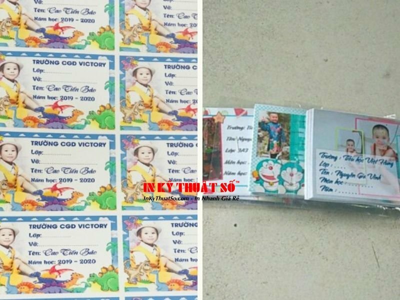 nhãn vở in hình cho bé