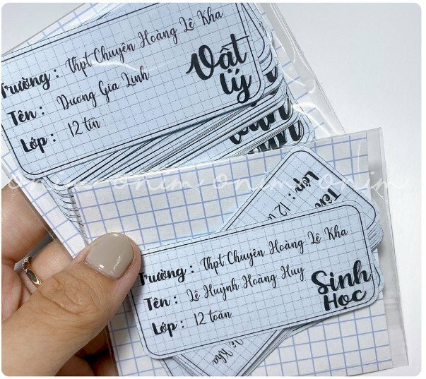 nhãn vở in tên sẵn