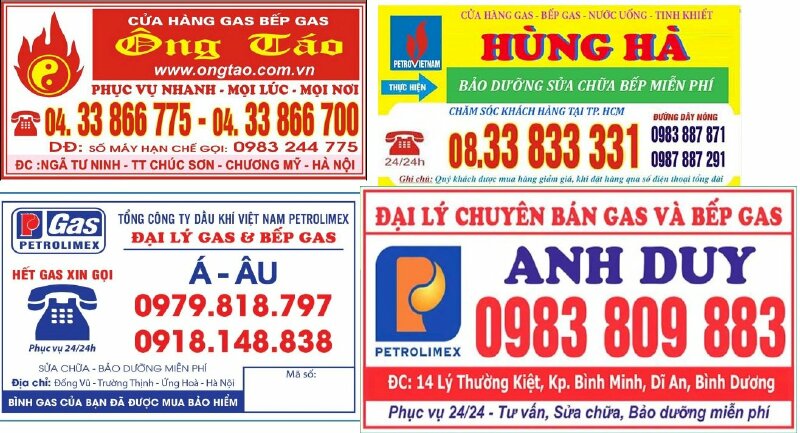 Tem số điện thoại cửa hàng gas