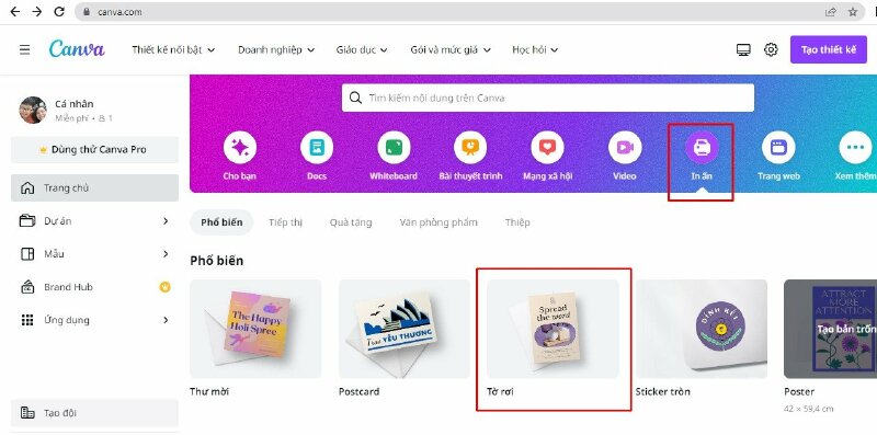 Thiết kế tờ rơi A5 với Canva bước 2