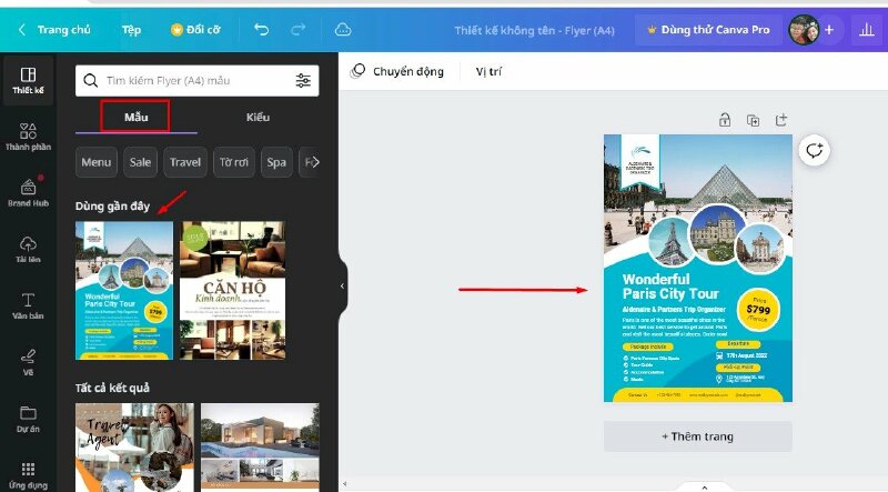 Thiết kế tờ rơi A5 với Canva bước 3