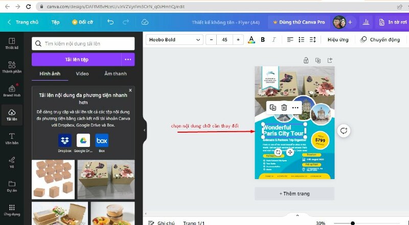 Thiết kế tờ rơi A5 với Canva bước 4