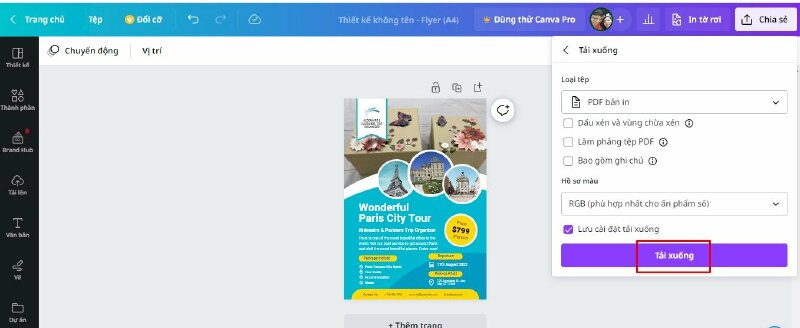 Thiết kế tờ rơi A5 với Canva bước 7
