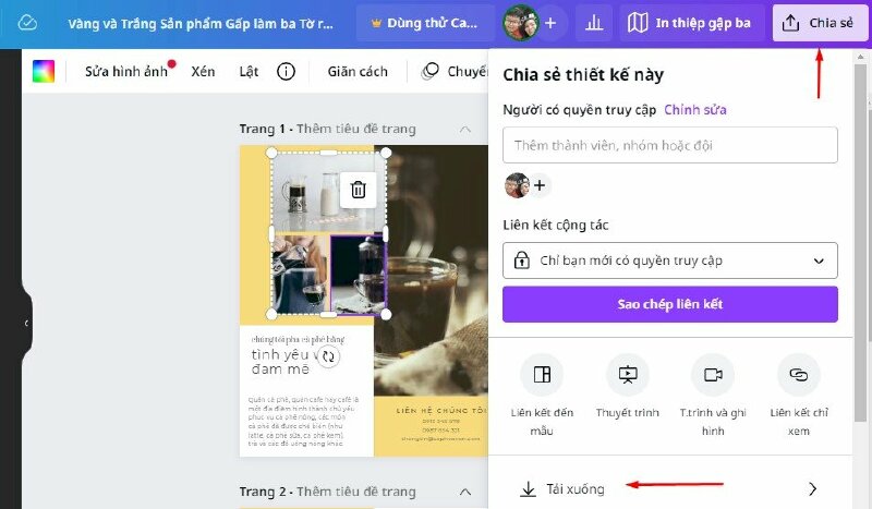 Thiết kế tờ rơi gấp 3 bằng Canva - Bước 7