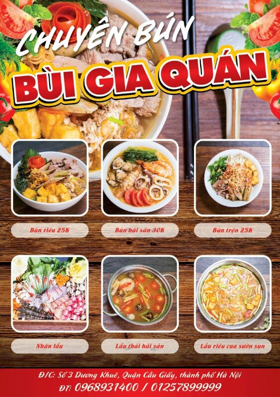 tờ rơi A5 menu quán ăn