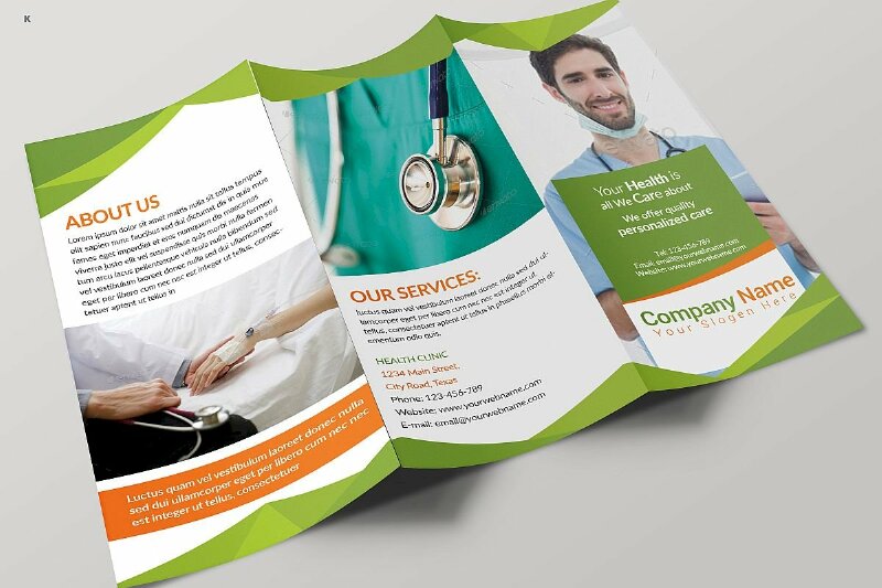 Mẫu tờ rơi quảng cáo phòng khám chăm sóc sức khỏe dạng gấp gọn