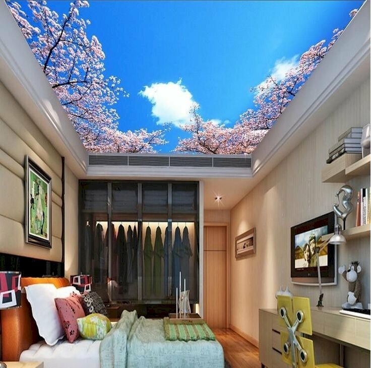 Tranh 3D dán trần phòng ngủ