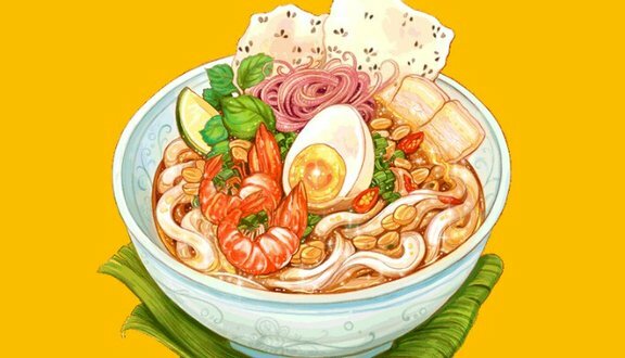 Mẫu tranh bạt dán tường ngoài trời quán mì quảng