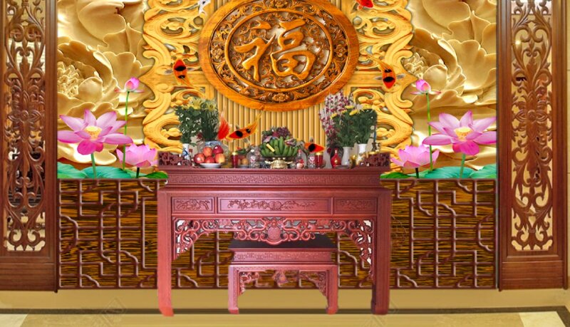 Tranh dán tường phòng thờ
