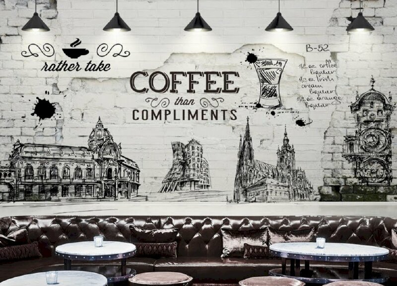 Tranh dán tường trang trí quán cafe