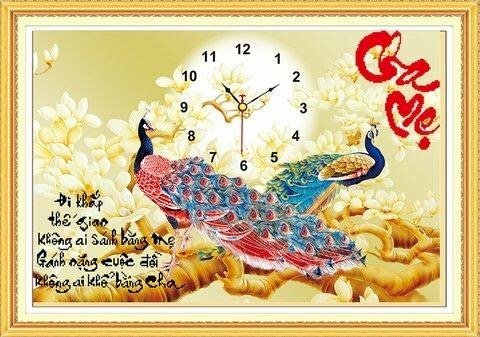 tranh đính đá đồng hồ