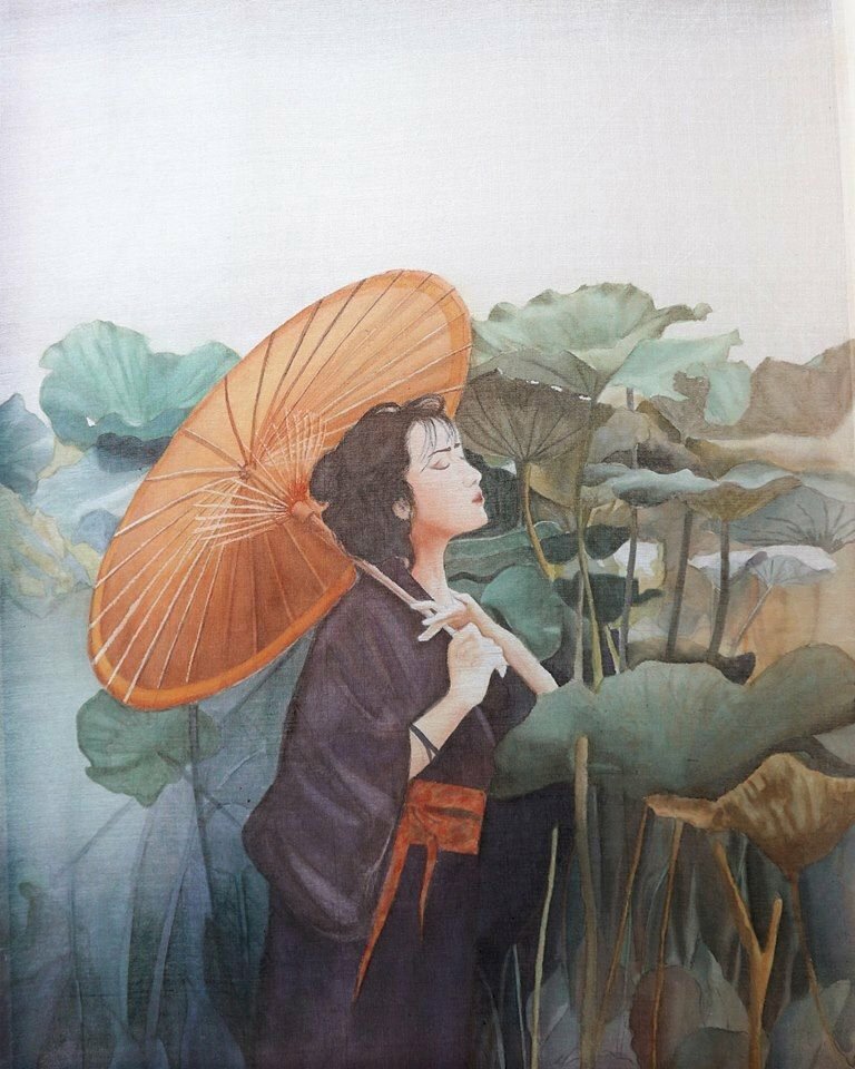 tranh lụa hiện đại