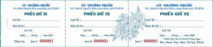 Vé giữ xe 3 liên