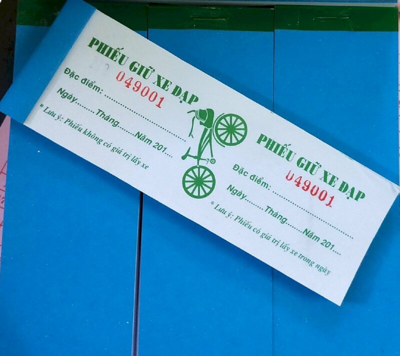 In vé giữ xe đạp