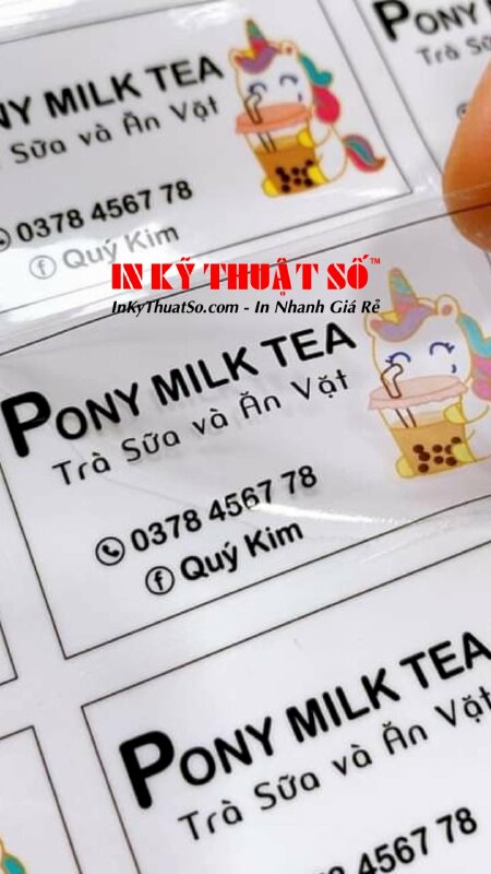 Tem nhãn trà sữa Pony Milk Tea