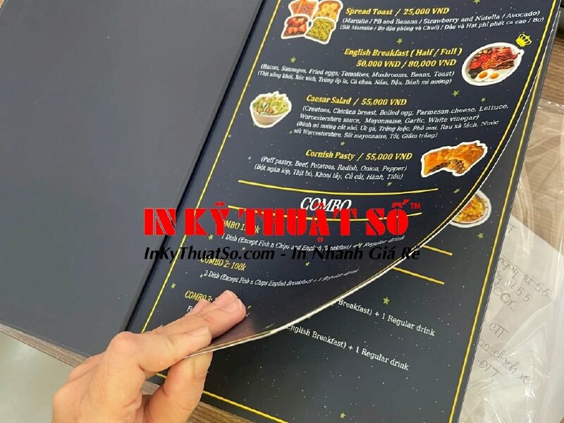 Mẫu menu bìa cứng khổ A4