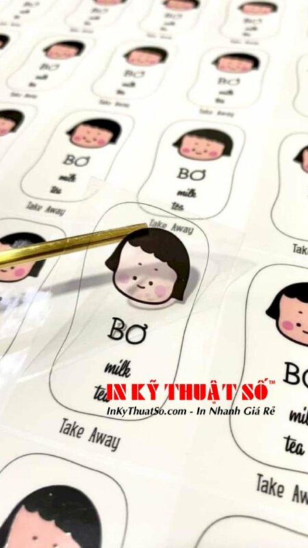 Tem nhãn trà sữa decal trong