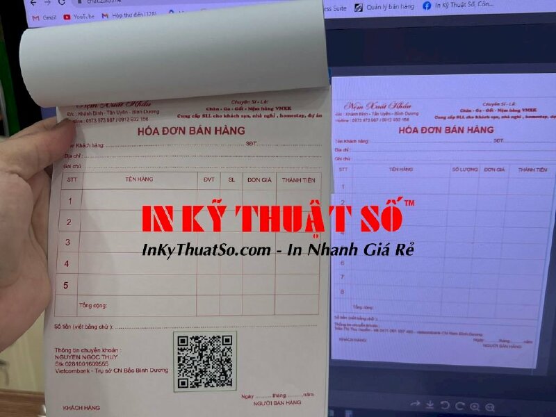 in biên lai biên nhận