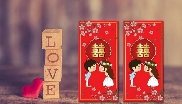 In bao lì xì đám cưới hình cô dâu chú rễ